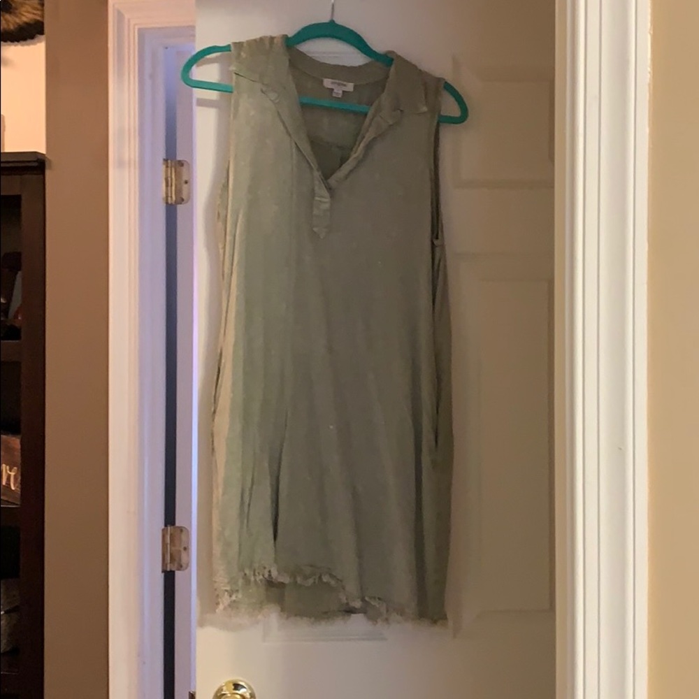 Green textured dress with pockets!